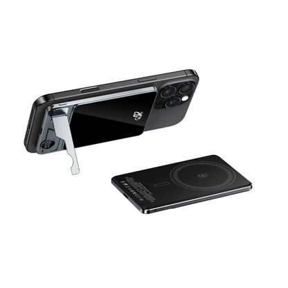 Slim Power Bank with Stand – Magnetic Charging & Power Display